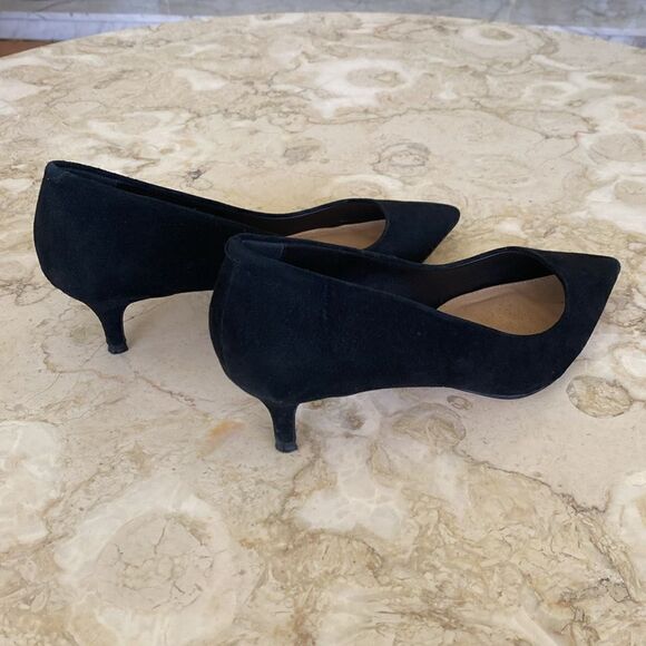 Steve Madden Sabrinah Sleek Black Suede Leather Kitten Heel Pointed Toe Pumps - Picture 8 of 12